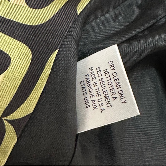 Milly of New York Green Black Geometric Print Silk Scarf Skirt Vibe Women Sz 4 - Picture 6 of 8